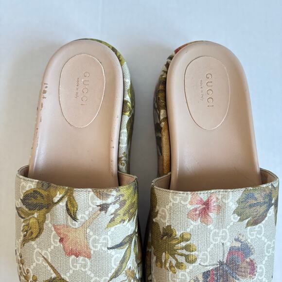 Gucci Angelina Platform Slide Sandals Beige GG Monogram Floral Canvas Size EU 38 - Picture 6 of 14
